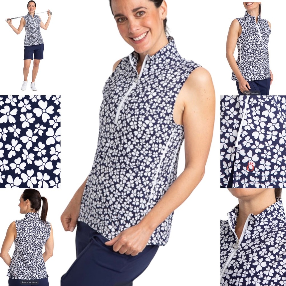Kinona *FINAL DROP* NWT Sleeveless Women's Golf Shirt Floral Print - Picture 1 of 10